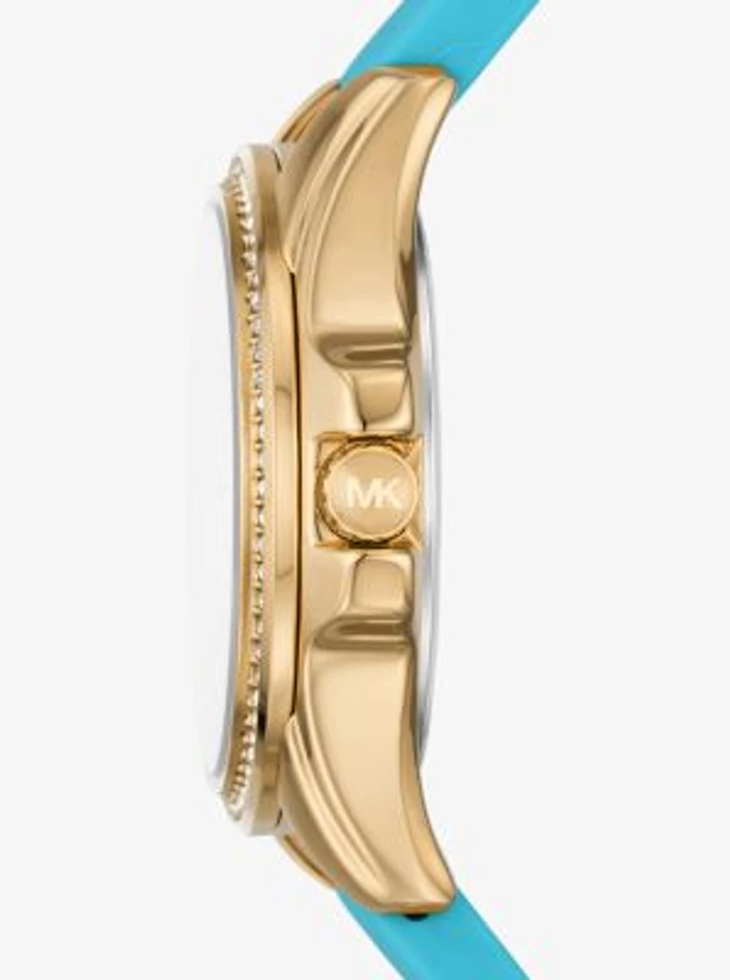 Mini Pilot Pavé Gold-Tone and Logo Silicone Watch