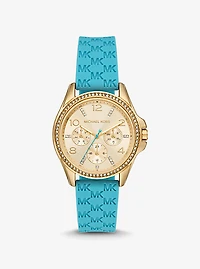 Mini Pilot Pavé Gold-Tone and Logo Silicone Watch