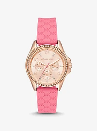 Mini Pilot Pavé Rose Gold-Tone and Logo Silicone Watch