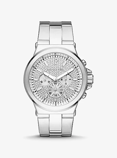Oversized Dylan Pavé Silver-Tone Watch