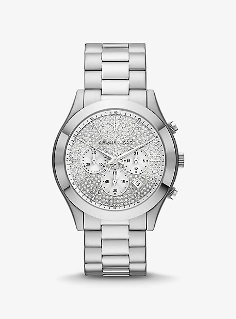 Oversized Slim Runway Pavé Silver-Tone Watch