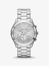 Oversized Slim Runway Pavé Silver-Tone Watch