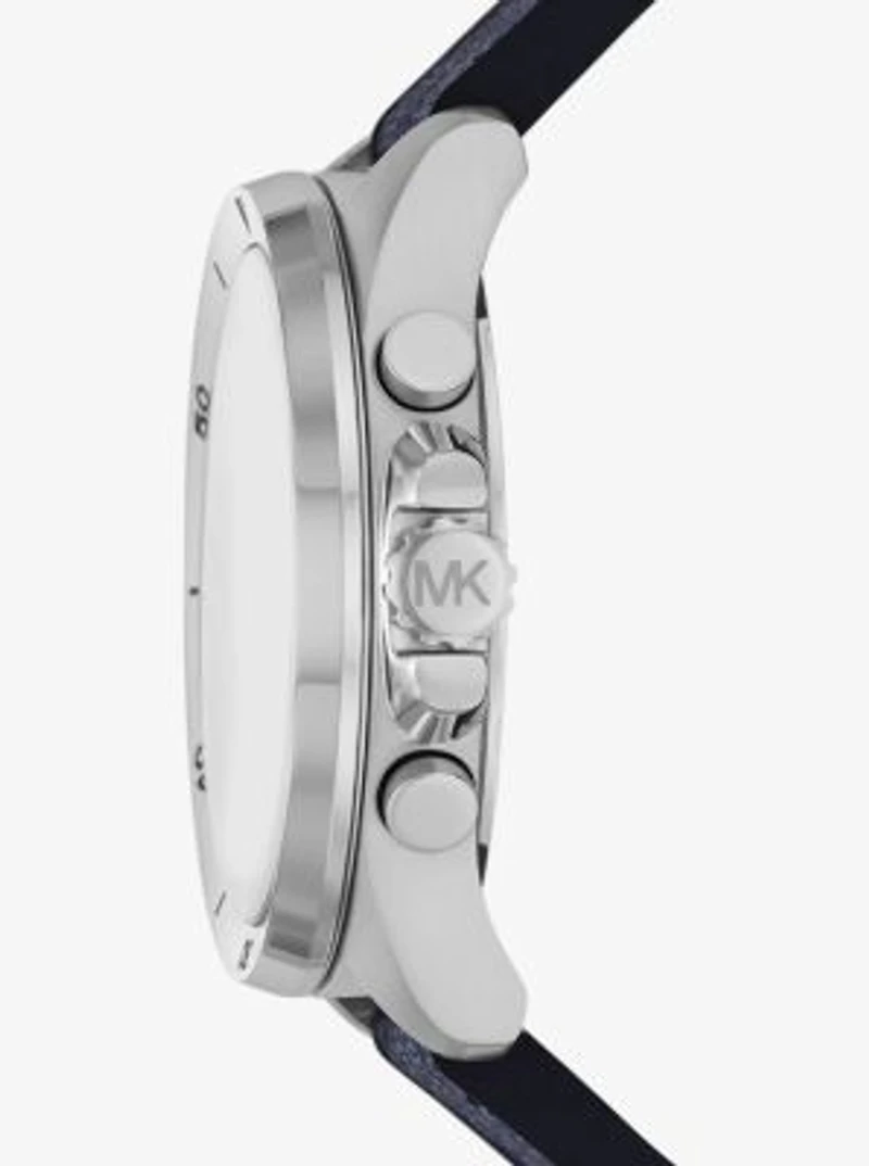 Oversized Brecken Logo and Silver-Tone Watch
