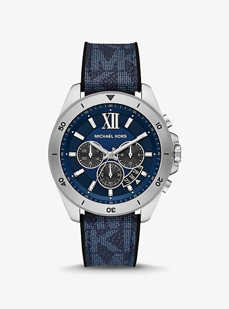 Oversized Brecken Logo and Silver-Tone Watch
