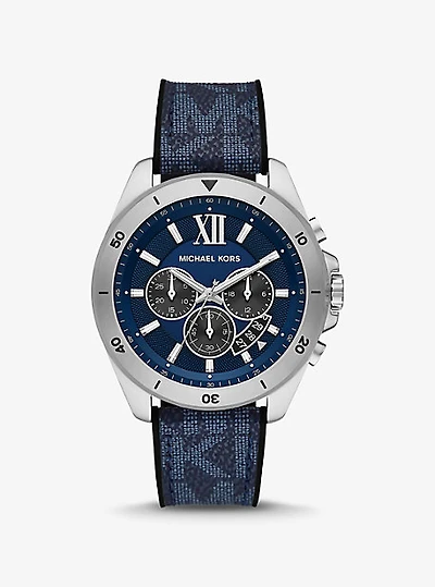 Oversized Brecken Logo and Silver-Tone Watch