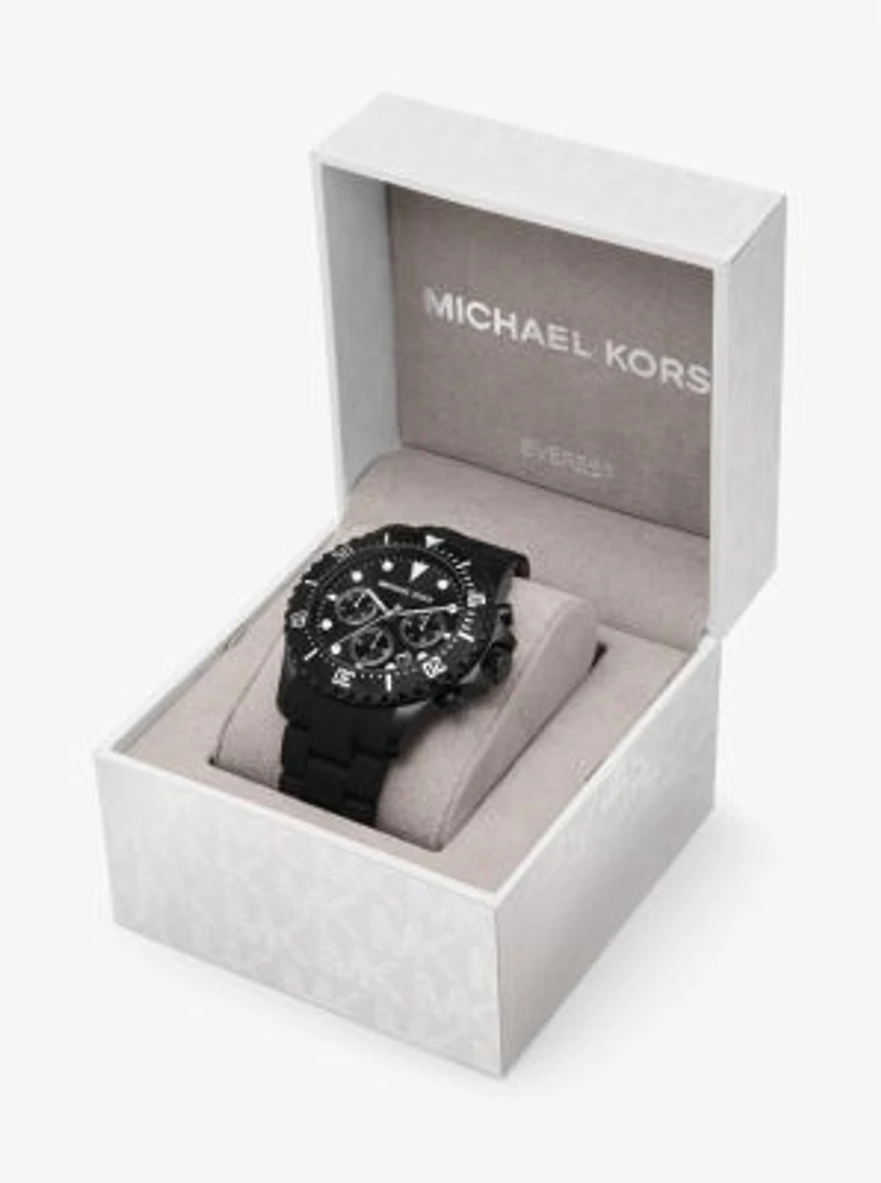 Oversized Everest Black-Tone and Silicone Watch