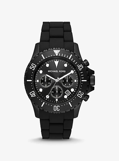 Oversized Everest Black-Tone and Silicone Watch