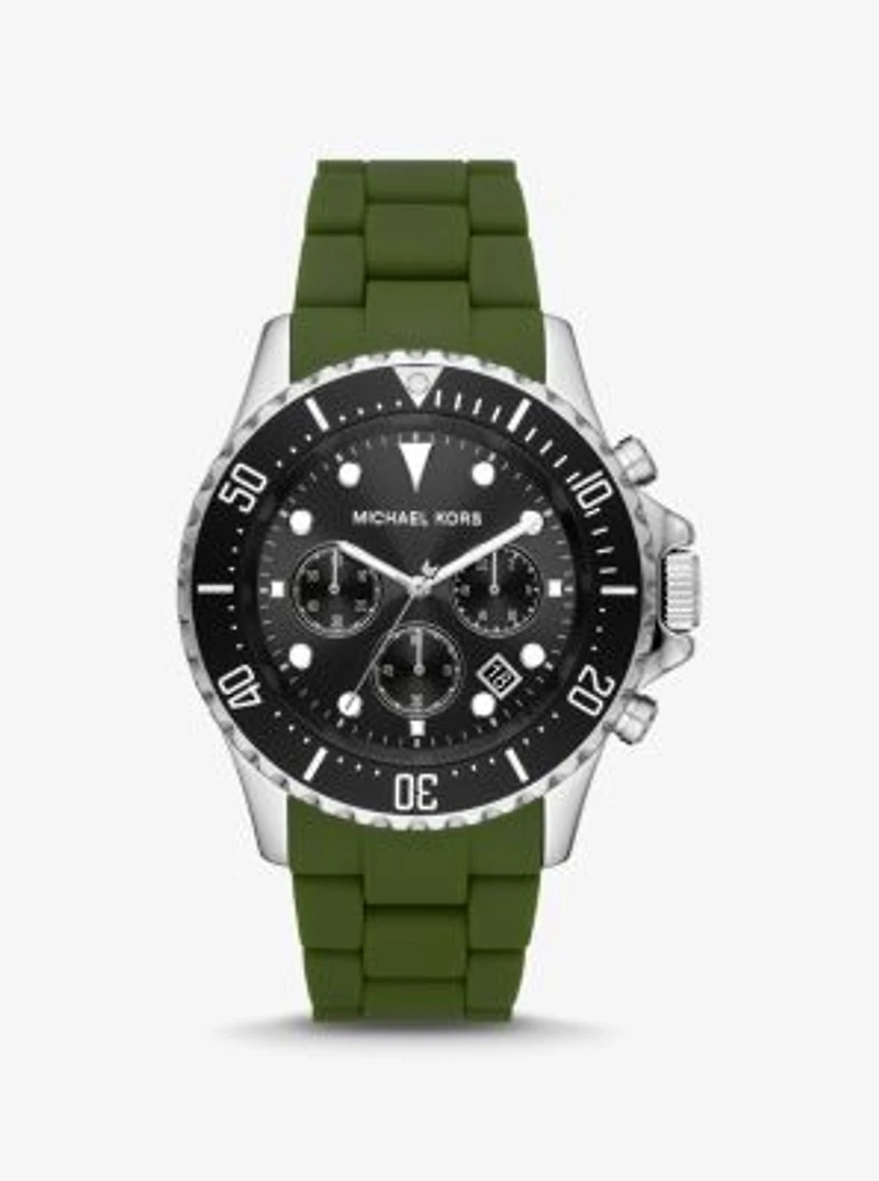 Montre Everest surdimensionnée argentée à bracelet en silicone
