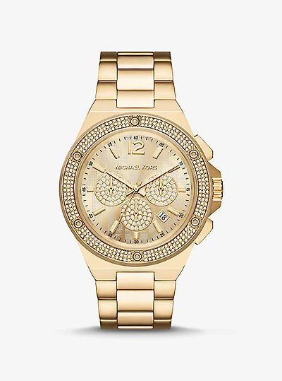 Montre Lennox surdimensionnée dorée à pavé