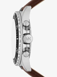 Montre Everest surdimensionnée argentée à bracelet en cuir