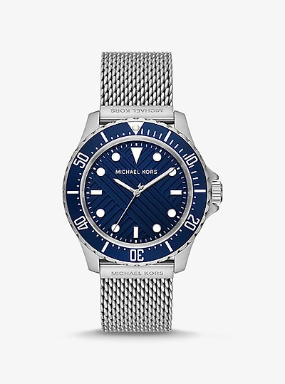 Montre Everest mince surdimensionnée argentée à bracelet en maille