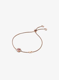 14K Rose Gold-Plated Sterling Silver Stone Halo Slider Bracelet