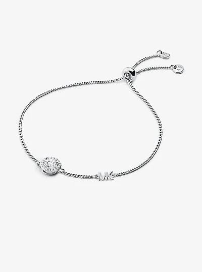 Bracelet coulissant en argent sterling à placage en métal précieux à halo et à pavé