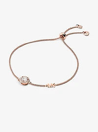 Precious Metal-Plated Sterling Silver Pavé Halo Slider Bracelet