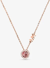 14K Rose Gold-Plated Sterling Silver Stone Halo Necklace
