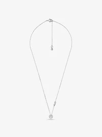 Precious Metal-Plated Sterling Silver Pavé Halo Necklace