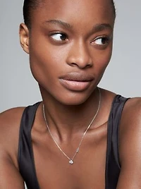 Precious Metal-Plated Sterling Silver Pavé Halo Necklace