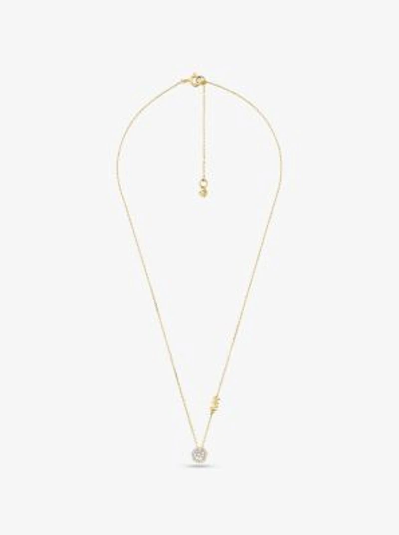 Collier en argent sterling à placage métal précieux halo et pavé
