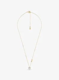 Collier en argent sterling à placage métal précieux halo et pavé