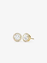 Precious Metal-Plated Sterling Silver Pavé Large Studs