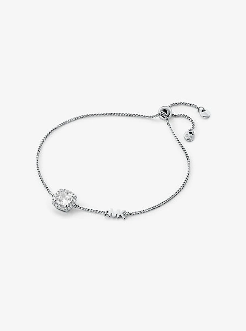 Sterling Silver Pavé Halo Slider Bracelet
