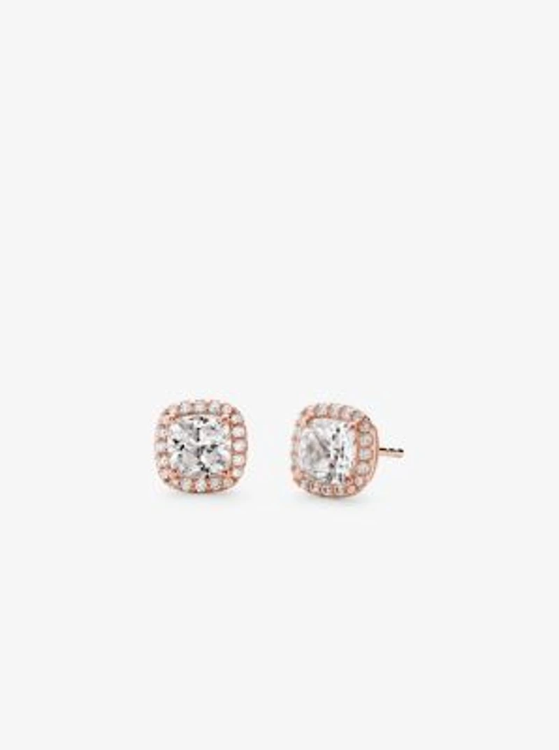 Clous doreilles en argent sterling à placage en métal précieux et à pavé