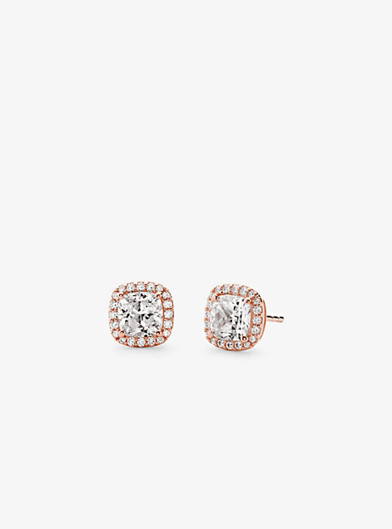 Clous doreilles en argent sterling à placage en métal précieux et à pavé