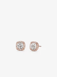 Clous doreilles en argent sterling à placage en métal précieux et à pavé