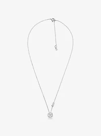 Sterling Silver Pavé Halo Necklace