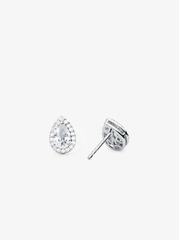 Sterling Silver Pavé Pear Shaped Stud Earrings