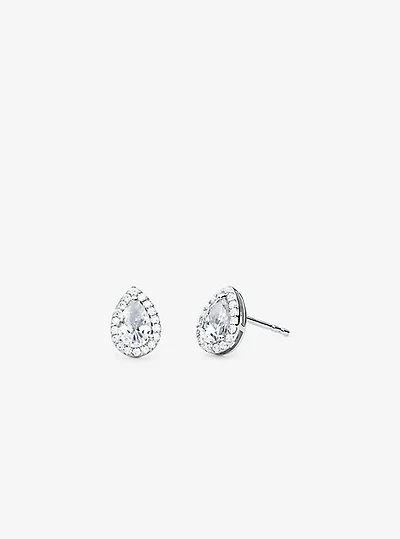 Sterling Silver Pavé Pear Shaped Stud Earrings