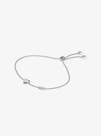 Sterling Silver Pavé Heart Slider Bracelet