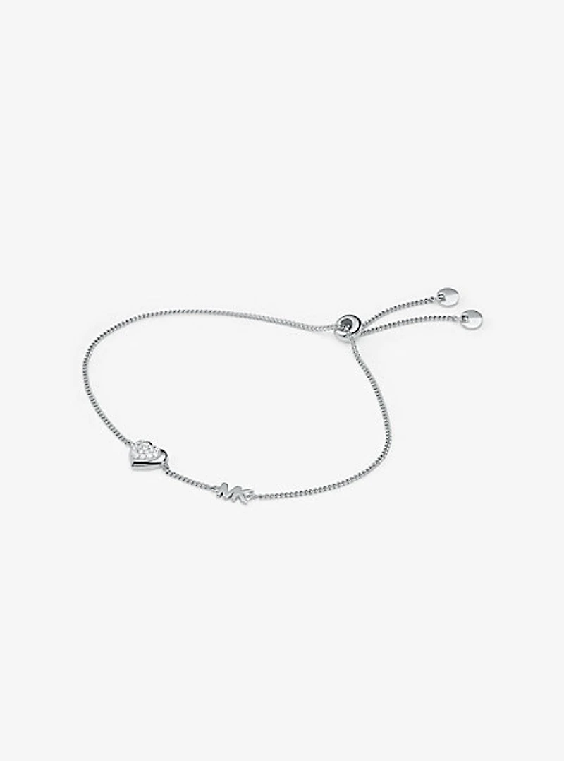 Sterling Silver Pavé Heart Slider Bracelet
