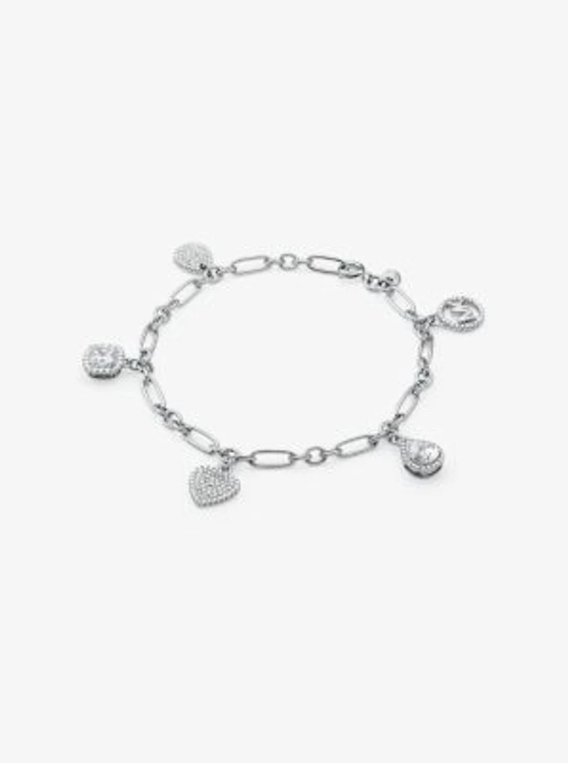 Bracelet en argent sterling à breloque et à pavé
