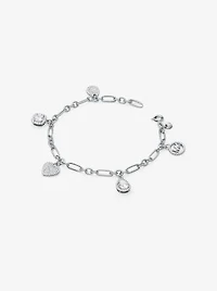 Bracelet en argent sterling à breloque et à pavé