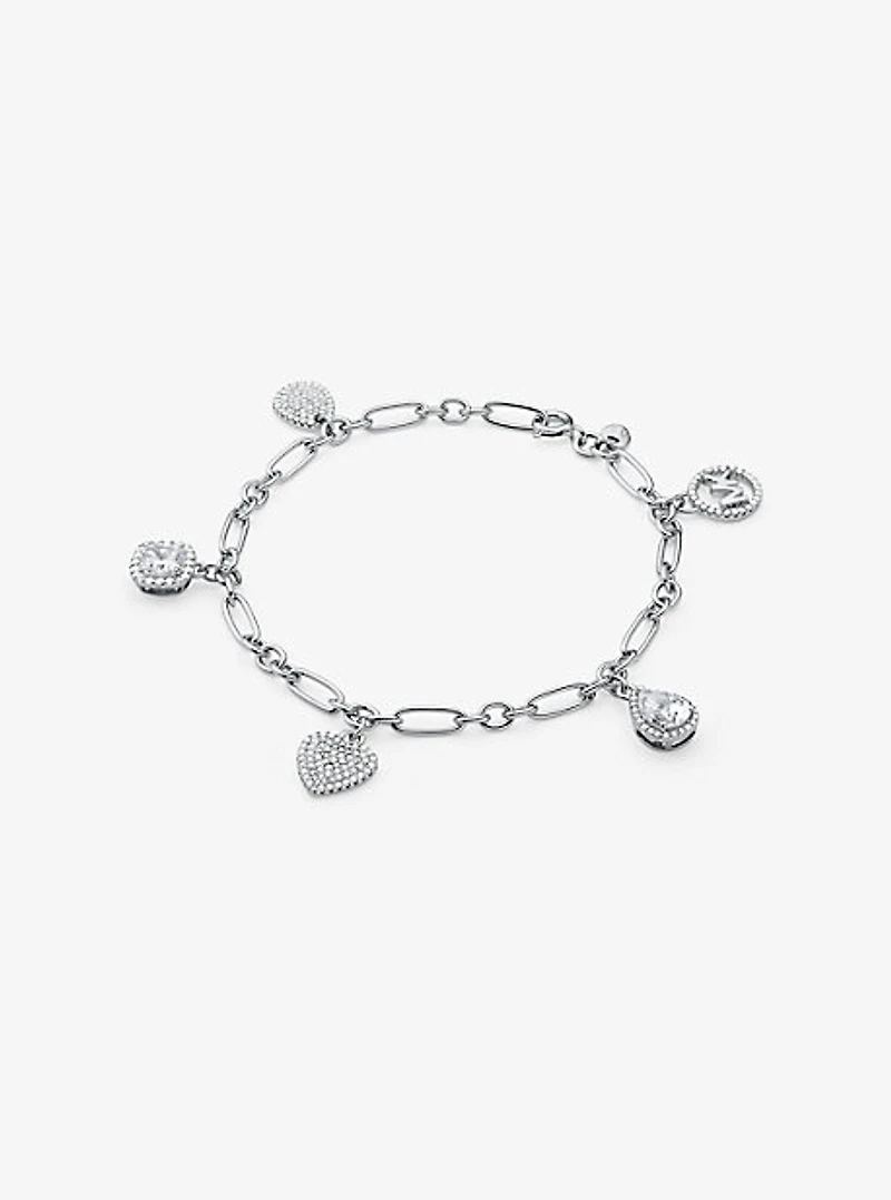 Bracelet en argent sterling à breloque et à pavé
