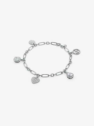 Bracelet en argent sterling à breloque et à pavé