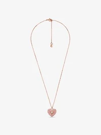 14K Rose-Gold Plated Sterling Silver Pavé Heart Necklace