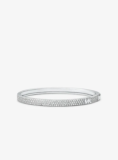 Bracelet en argent sterling à placage en métaux précieux à logo et à pavé