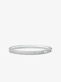 Bracelet en argent sterling à placage en métaux précieux à logo et à pavé