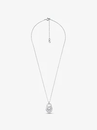 Collier en argent sterling à placage en métal précieux à pendentif en forme de cadenas à pavé