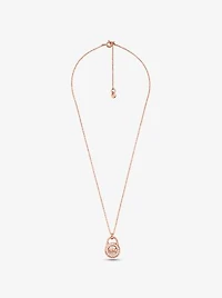 Collier en argent sterling à placage métal précieux pendentif forme de cadenas pavé