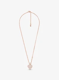 Collier en argent sterling à placage en métal précieux à médaillon en forme de cœur à pavé