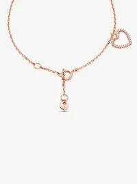 Bracelet en argent sterling à placage en or rose 14K à cœur et à pavé