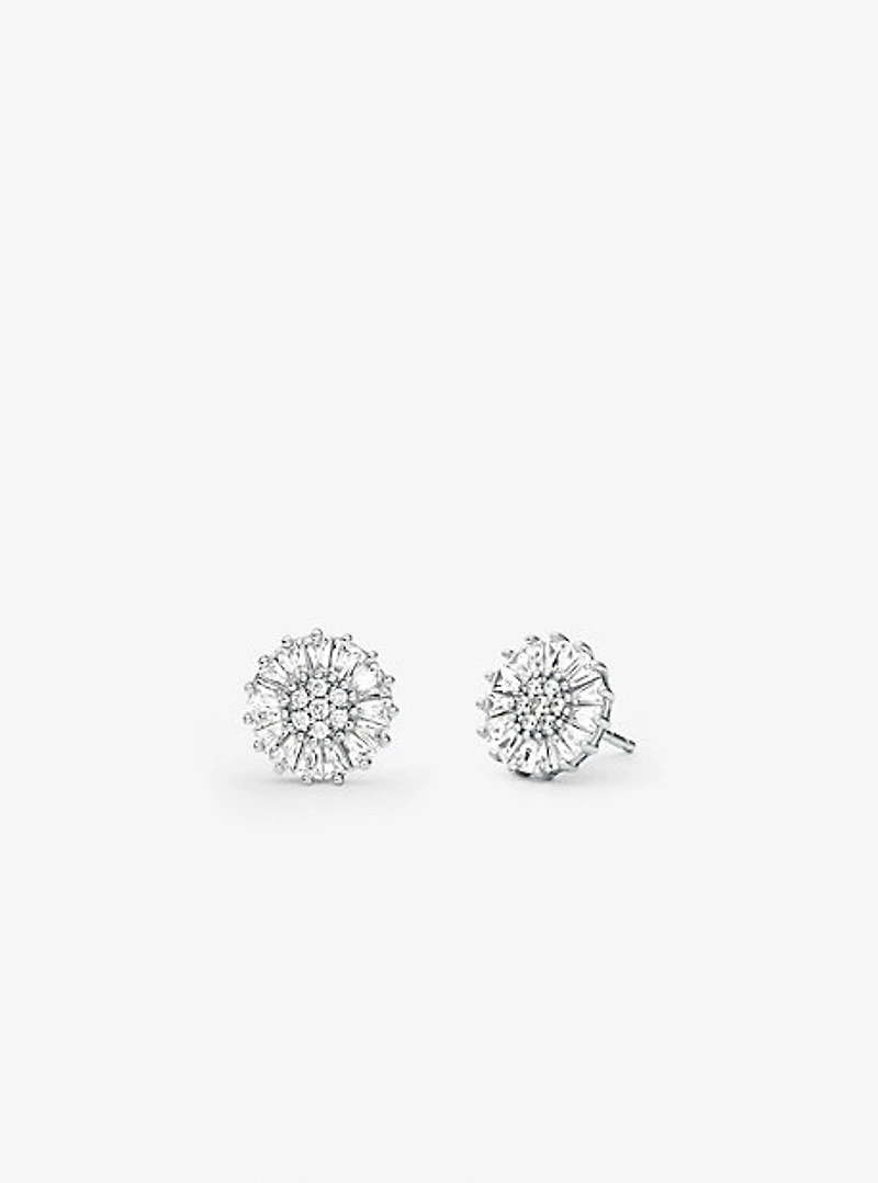 Clous doreilles en argent sterling à placage en métal précieux et à pavé