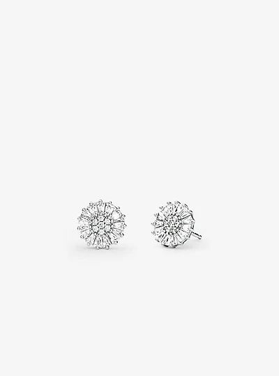 Clous doreilles en argent sterling à placage en métal précieux et à pavé