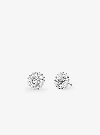 Clous doreilles en argent sterling à placage en métal précieux et à pavé