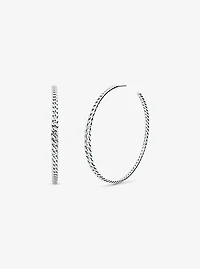 Silver-Tone Brass Curb Link Hoop Earrings