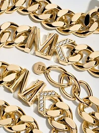 14K Gold-Plated Brass Pavé Logo Curb Link Necklace