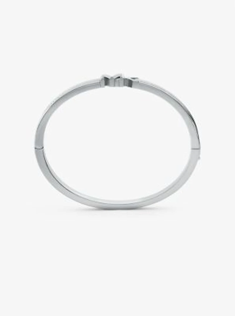 Platinum-Plated Brass Pavé Logo Bangle